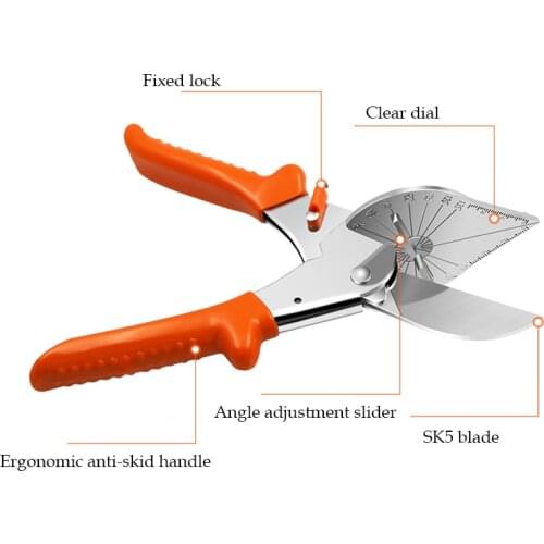 Angle Shear 45 Degree to 120 Degree Miter Cutter Hand Shear, Sk5 Blade, Wire Slot Cutter Trunking, PVC, Plastic, Thin Wood Strip