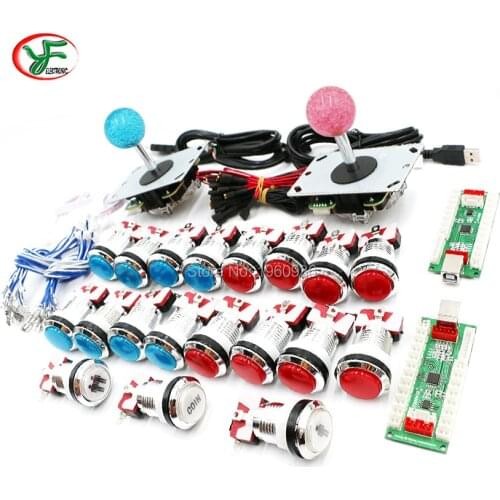 USB Encoder to PC Raspberry pi /PS2/ PS3 Arcade Game DIY Kits 5Pin Joystick 5V CHROME Plated illuminated Push Button