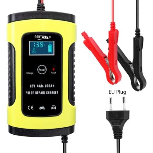 LCD 12V 6A Motorcycle Car Truck Battery Charger Pulse Repair Lead Acid Starter LCD Display Maintainer Pulse Repair AGM/GEL/Wet