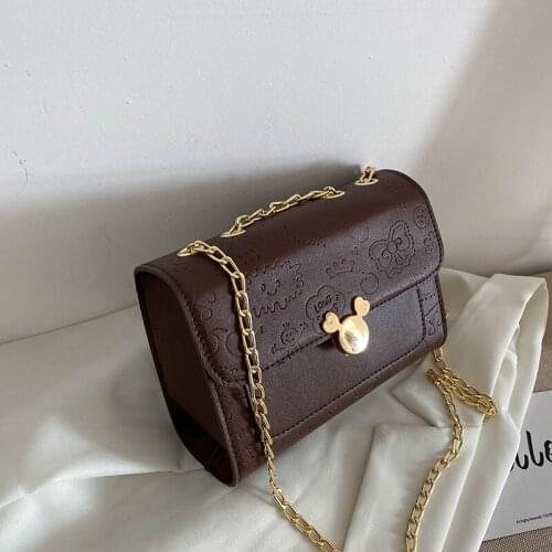 Disney Mickey mouse Womens bag cute minnie messenger bag shoulder messenger bag fashion check ladies chain bag cartoon handbag