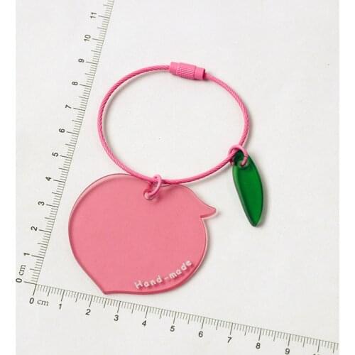 BLUELIFE Cute Strawberry Peach Pineapple Fruit Acrylic Accessories Keychain For Women Key Chains Ring Bag Pendent Charm D657