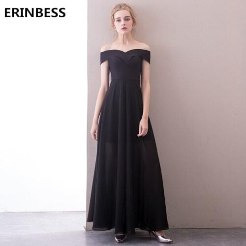 Vestido De Festa A-line Evening Dresses Long Dress 2019 Robe De Soiree Sweetheart Chiffon Black Evening Dress Elegant Formal