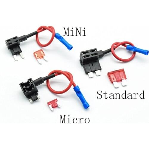 12V SMALL MEDIUM Car Fuse Add-a-circuit TAP Adapter Micro/Mini/Standard ATM APM Blade Auto Fuse holder with 10A ATM blade fuse