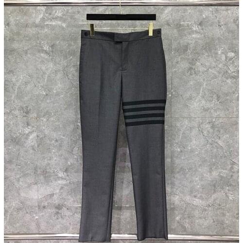 2021 Fashion Brand Pants Men Casual Suit Pants Gray Business Striped Spring And Autumn Formal Trousers ins