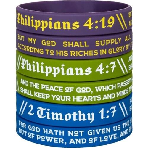 300pcs Philippians Philippians 2 Timothy Religious Scriptures Silicone Wristbands Bracelets Free Shipping by DHL
