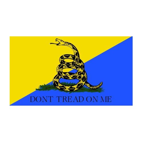 3x5ft DON'T TREAD ON ME FLAG 100% polyester flags with HALF YELLOW AND HALF BLUE