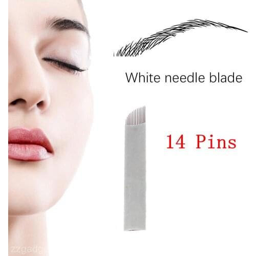 50 Pcs Microblading Needles 14 Pins Tattoo Needles Permanent Makeup Eyebrow For 3D Embroidery Microblading Tattoo Pen Machine
