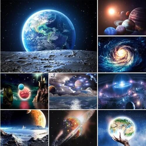 5D Diy Diamond Painting Cross Stitch Kits Planet Spaceship Full Drill Embroidery Mosaic Art Picture of Crafts Gift Wall Decor