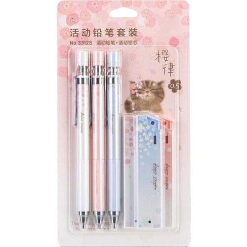 6pcs/set Kawaii Cherry Blossom Mechanical Pencil 0.5mm Pencil Refill Automatic Pencils Student Writing Tools School Supplies