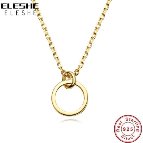 925 Sterling Silver Forever Round Necklace 18K Gold Plated 360 Circle Necklace For Women Party Wedding Anniversary Gift