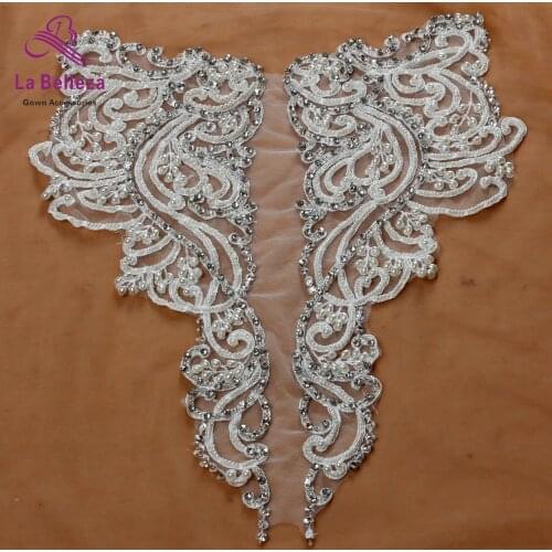 Off white large pattern with handmade heavy beads applique patch ployester embroidery patch wedding dress Accessories