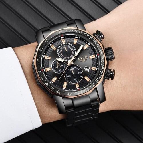 Mens Watch Multifunctional Business Sports Leisure Fashion Waterproof Quartz Watch Pointer and Number Display Quartz Watchs