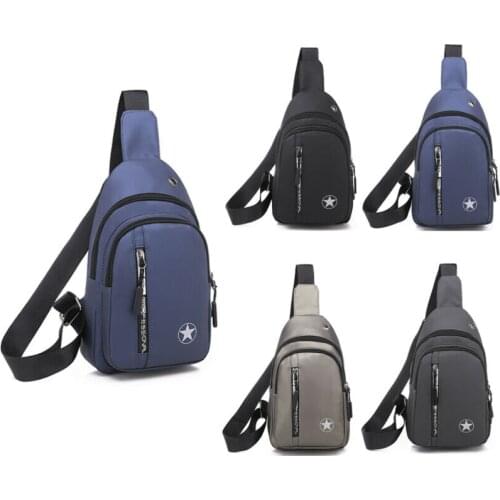 Mens Shoulder Bag Sling Chest Pack PU Leather USB Charging Sports Crossbody Bag