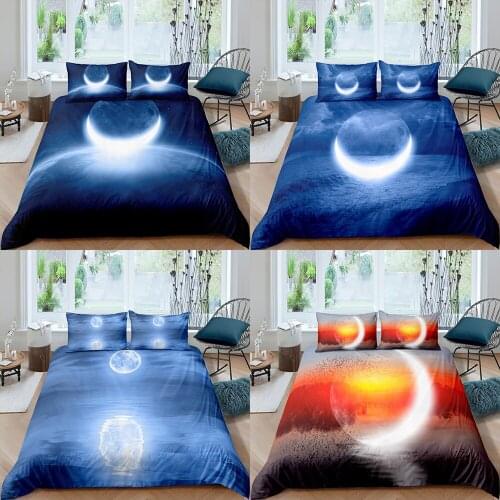 Home Textiles Luxury 3D Moon Print Duvet Cover Set 2/3 Pcs Pillowcase Kids Bedding Set AU/EU/UK/US Queen and King Size