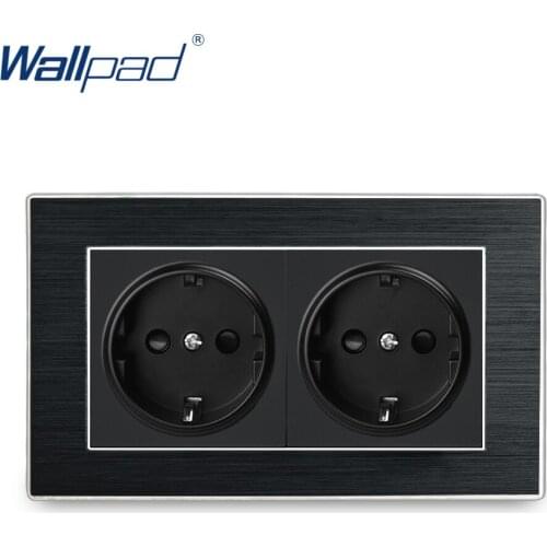 EU 2 Pin German Socket Wallpad Luxury Satin Metal Panel EU 16A Electric Wall Power Socket Electrical Outlets For Home Schuko