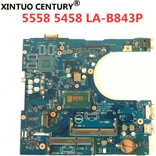For DELL Inspiron 5458 5558 5758 Laptop motherboard Core 3825U HDMI Mainboard AAL10 LA-B843P CN-04RYMR SR24B CPU