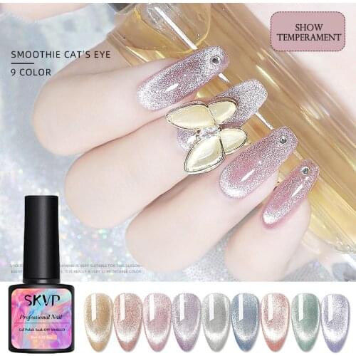 SKVP 8ML Nail Gel Polish Jade Cat Eye Magnet Hybrid Varnish Semi Permanent Summer Magnetic Lacquer Primer Nail Art Gel Varnish