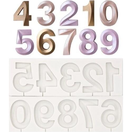Smooth 0-9 Large Number Silicone Mold 3D Fondant Mold Candle Cakes Decorating Tools DIY Gumpaste Kitchen Bakeware