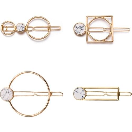 Hot Sale Women Elegant Alloy Geometric Rectangle Hair Clips Barrettes Hairpins Female Hair Styling Accessories H006