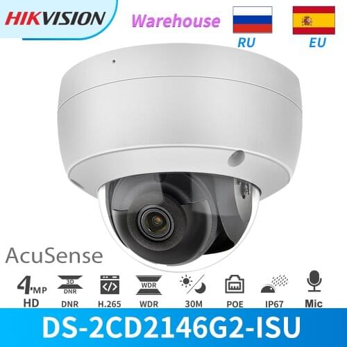 Hikvision IP Camera AcuSense 4MP IR PoE Turret DS-2CD2146G2-ISU Built-in MIC&SD Card Slot Video Surveillance CCTV Security IP67