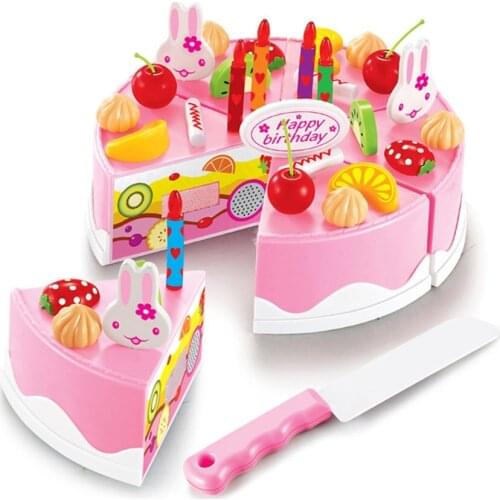 Kitchen Food Toys Cake Food DIY Pretend Play Fruit Cutting Kawaii Birthday Toys For Children Plastic Educational Baby Kids Gifts