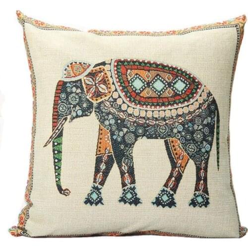 Indian Knitted Elephant Cotton Linen Throw Pillow Case Cushion Cover Decor
