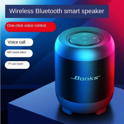 AI Intelligent Voice Mini Bluetooth Low Speaker Portable Outdoor Speaker Stereo Wireless Column Speaker Support Tf Fm Usb Aux