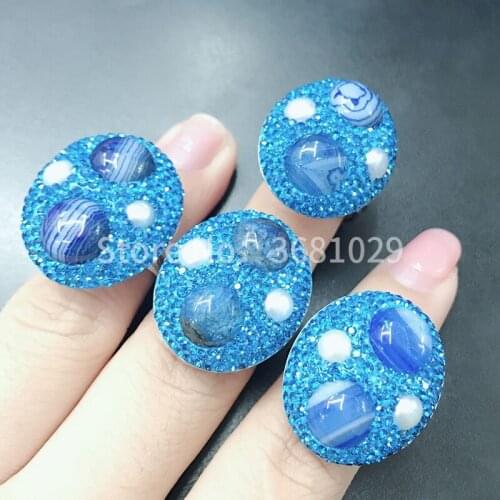 New retro blue stainless steel ring personality exaggerated jewelry birthday gift