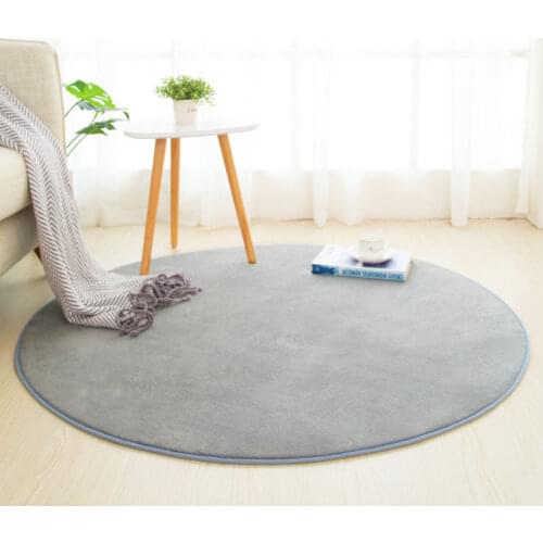 Coral Fleece Round Carpet For Living Bedroom Rugs Coffee Table Foot Mats Balcony Bay Window Carpet Kids Play Crawling Mat Gray
