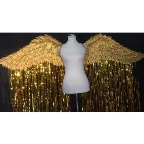 Beautiful gold Angel feather wings Fashion show photo shooting props gold wings EMS free shipping