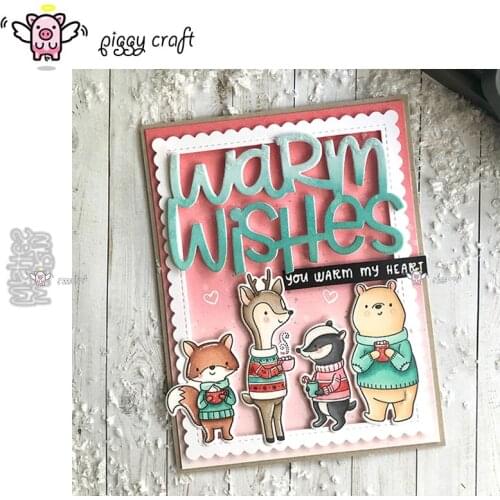 Piggy Craft metal cutting dies cut die mold Warm Wishes Letter Scrapbook paper craft knife mould blade punch stencils dies