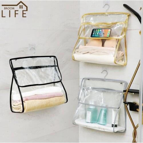 Multi-Function Transparent Bathroom Clothes Storage Bag Waterproof Underwear Towel Cosmetic Etc. Home Supplies WallMounted Shelf