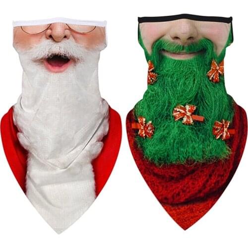 Fashion Christmas Print Triple-cornered Bandana Half Face Scarves Neck Gaiter Headband Unisex