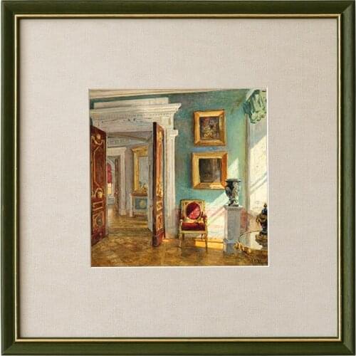 Wall decor European retro style emerald gold silk edge solid wood frame restaurant decoration painting