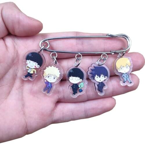 New Hot Acrylic Anime Cartoon Mob Psycho 100 Hyaku Brooch Overcoat Bag Swearter Badge Classic Women Men Girl Pupil Birthday Gift