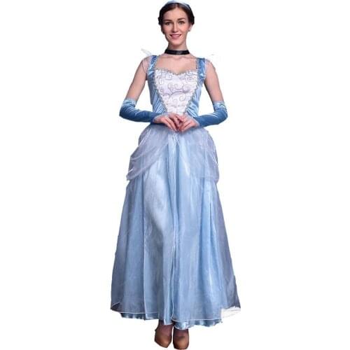 New Fashion Style Cinderella Princess Costume For Adult Women Cosplay Costume Dress Halloween Party Costumes