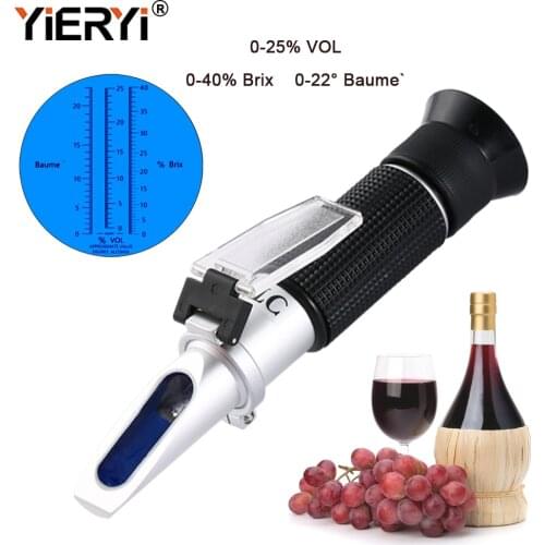 New Portable 3 In 1 Hand Held Grape & Alcohol Wine Refractometer (Brix, Baume and W25V/V Scales)
