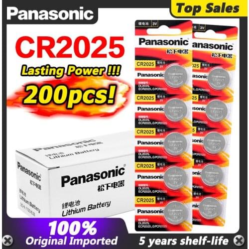 Original PANASONIC 200pcs/lot cr2025 Button Cell Batteries 3V Coin Lithium game digital camera camcorder BR2025 DL2025 CR 2025