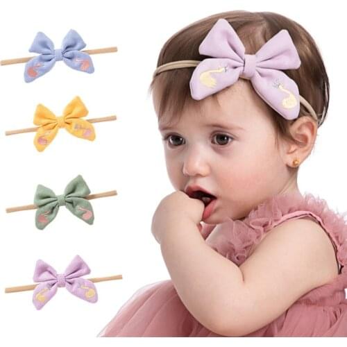 Cotton Baby Headband Girls Cute Nylon Hair Bands Rabbit Ear Turban Bow Elastic Hair Band Princess Hair Accessories Baby Gifts