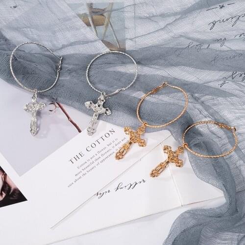 New Fashion Women Men Cross Pendant Cricle Earring Tragus Cartilage Earrings Punk Gift Jewelry Gold Cool Hot Engagement Party