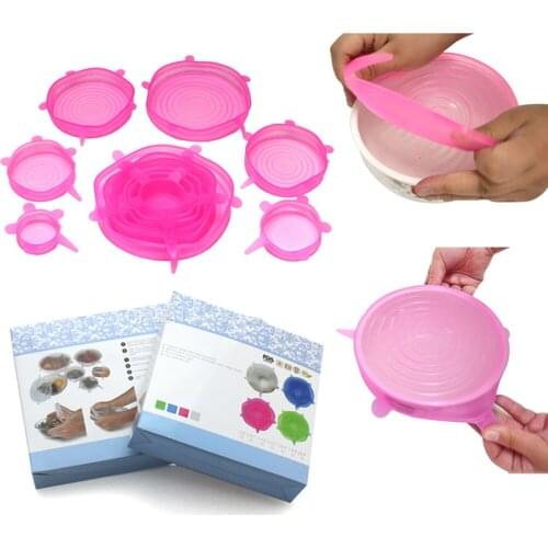 24x Silicone Stretch Lids Homes Durable & Eco-Friendly Stretch Covers for Fruits & Vegetables, Pink