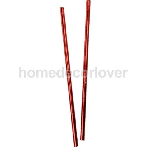 25pcs Shiny Slim Paper Drinking Straws for Wedding Birthday Christmas Cocktail 7 Colors