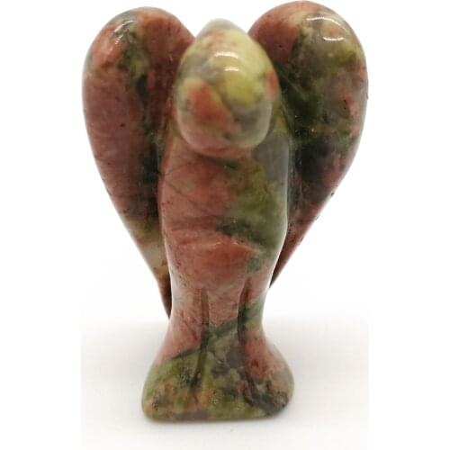 1 pcs Angel Figurine 1.5"/2"Natural Unakite stone Angel Healing Reiki Office Decor Mascot Good Lucky Angel Decoration