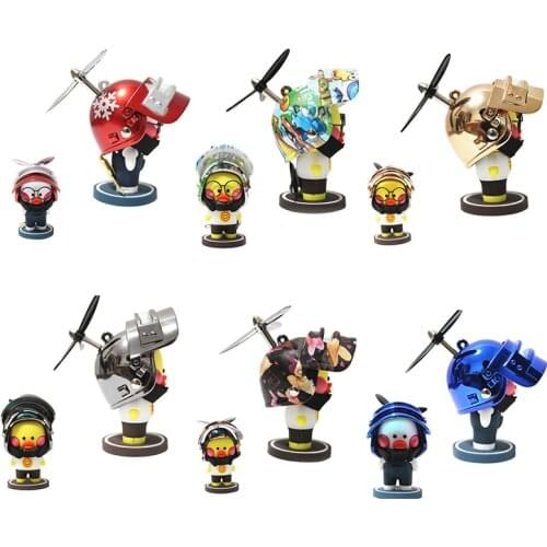 Cute PVC Little Yellow Duck Shaped Ornament with Bamboo Dragonfly Propeller Helmet Bicycle Decoration SAL99