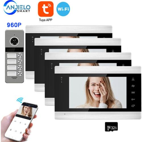 Smart Tuya App 7 Inch Colour Video Door Phone WiFi Wire Intercom System for Multi-Apartments Security Remote Control