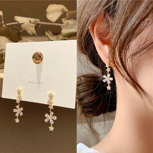 Drop Earrings for Women Crystal Flower Star Geometric Elegant Women Dangle Earrings Fashion Jewelry Accessories Wholesale