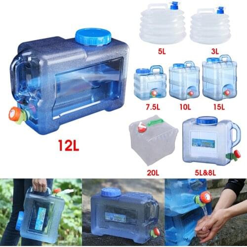 12/15L Capacity Outdoor Water Bucket Portable Driving Water Tank Container with Faucet for Camping Picnic Hiking