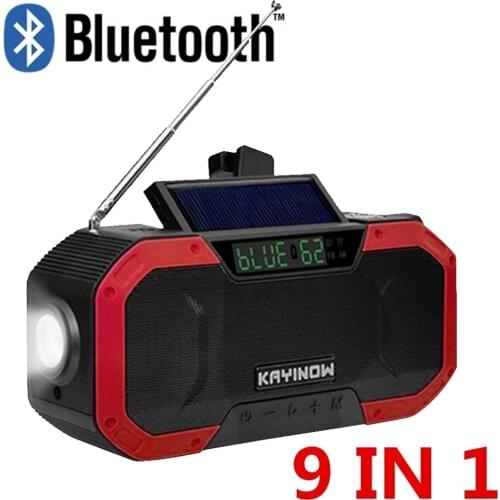 SOS Solar AM/FM Powerbank Outdoor Portable Reading Lamp Emergency Hand Crank Smart Bluetooth Speaker Alarm Usb Flashlight Radio