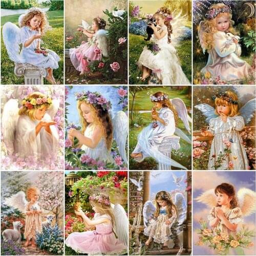 XUEQIXIAOZU Diamond Painting Angel Girl Cross Stitch Kit Diamond Embroidery Diamond Mosaic Garden Needlework Handmade Gifts