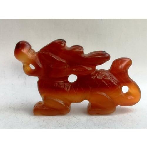 YIZHU CULTUER ART Collection Chinese Oid Natural red Agate Hand Carving Dragon Statue Pendant Gift